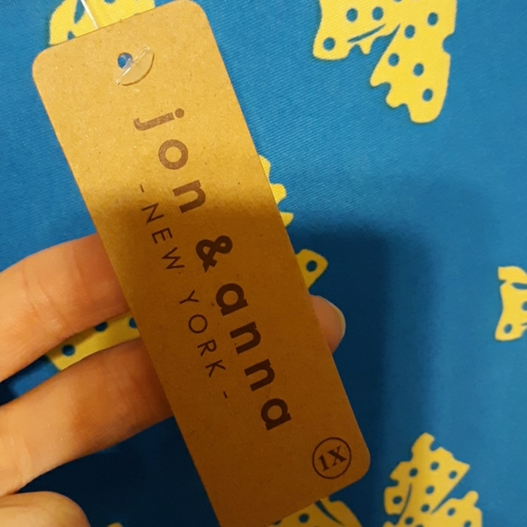 NWT☆Plus Size Blue Yellow Polka Dot Ribbon Blouse☆Gorgeous & 🎀 Unique 1X - Picture 6 of 11